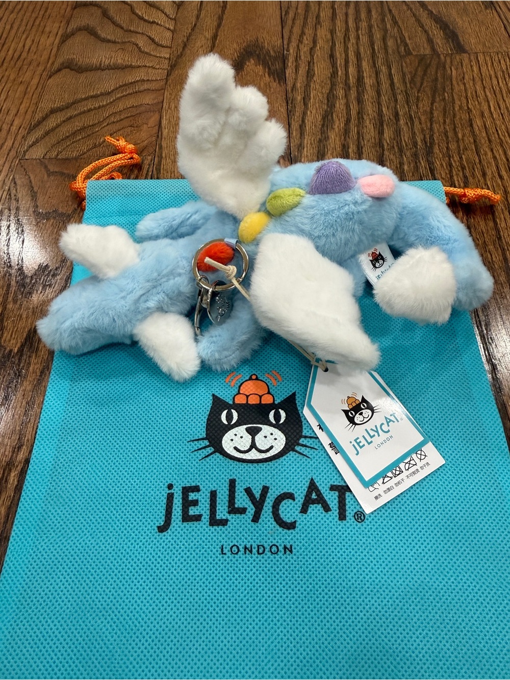 Jellycat Sky Dragon Bag Charm keychain NWT